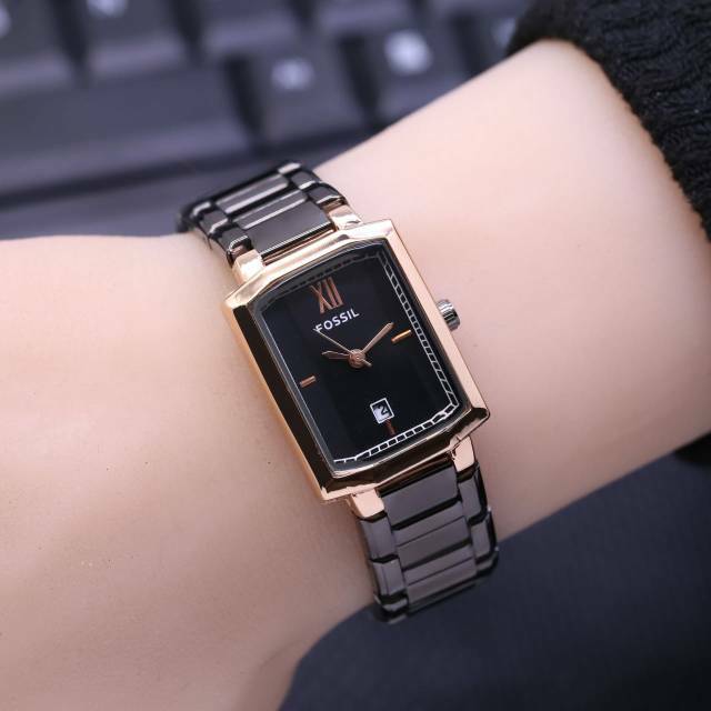 JAM TANGAN CEWEK FASHION SEGI RANTAI TGL AKTIF DIAMETER 2.8 CM