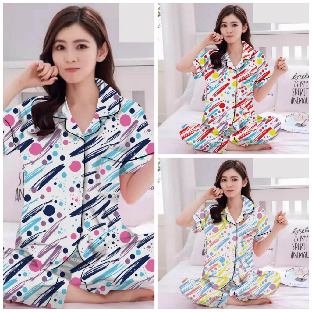 Trijaya . piyama dewasa cp tie dye / baju tidur wanita celana panjang motif tie dye katun eropa