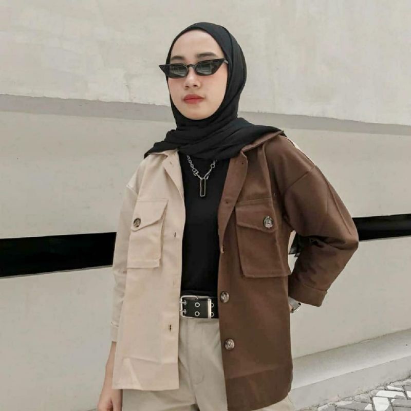 Binggo Combi Moka l Jaket Parka Kanvas Wanita Terlaris