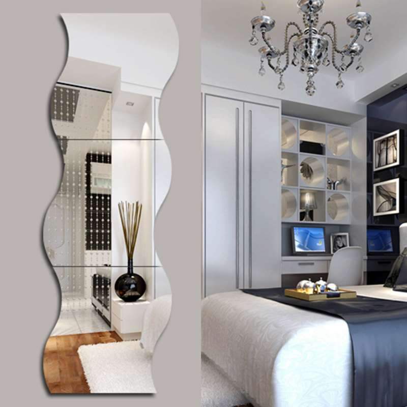 [ 6 PCS  three-dimensional combination mirror wall stickers Decoration for Home Bedroom living room TV background ]