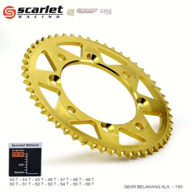 Gear belakang KLX Gold 428 Scarlet
