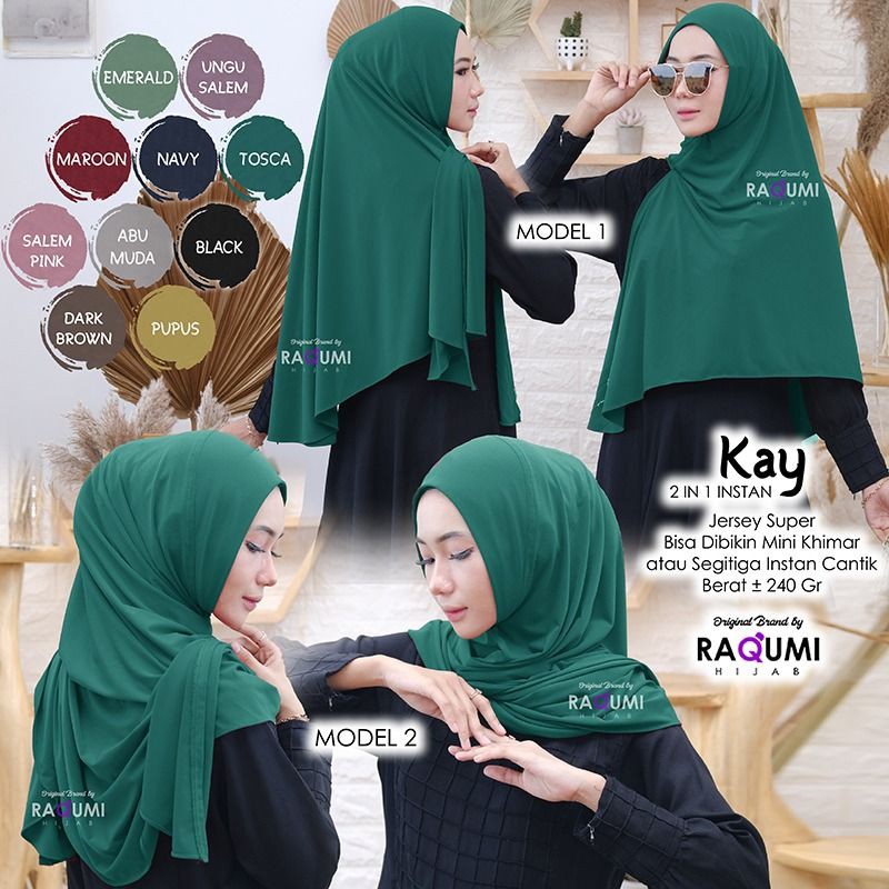 KAY 2 IN 1 Raqumi Hijab | NEW RAQUMI HIJAB | Jilbab Instan Raqumi | Jilbab Segitiga Raqumi