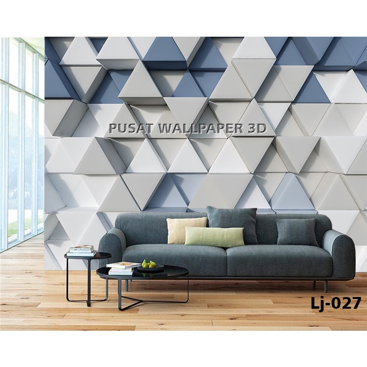 Cetak Wallpaper custom 3 dimesi, wallpaper dinding dari banner Motif wallpaper abstrak segitiga, kay
