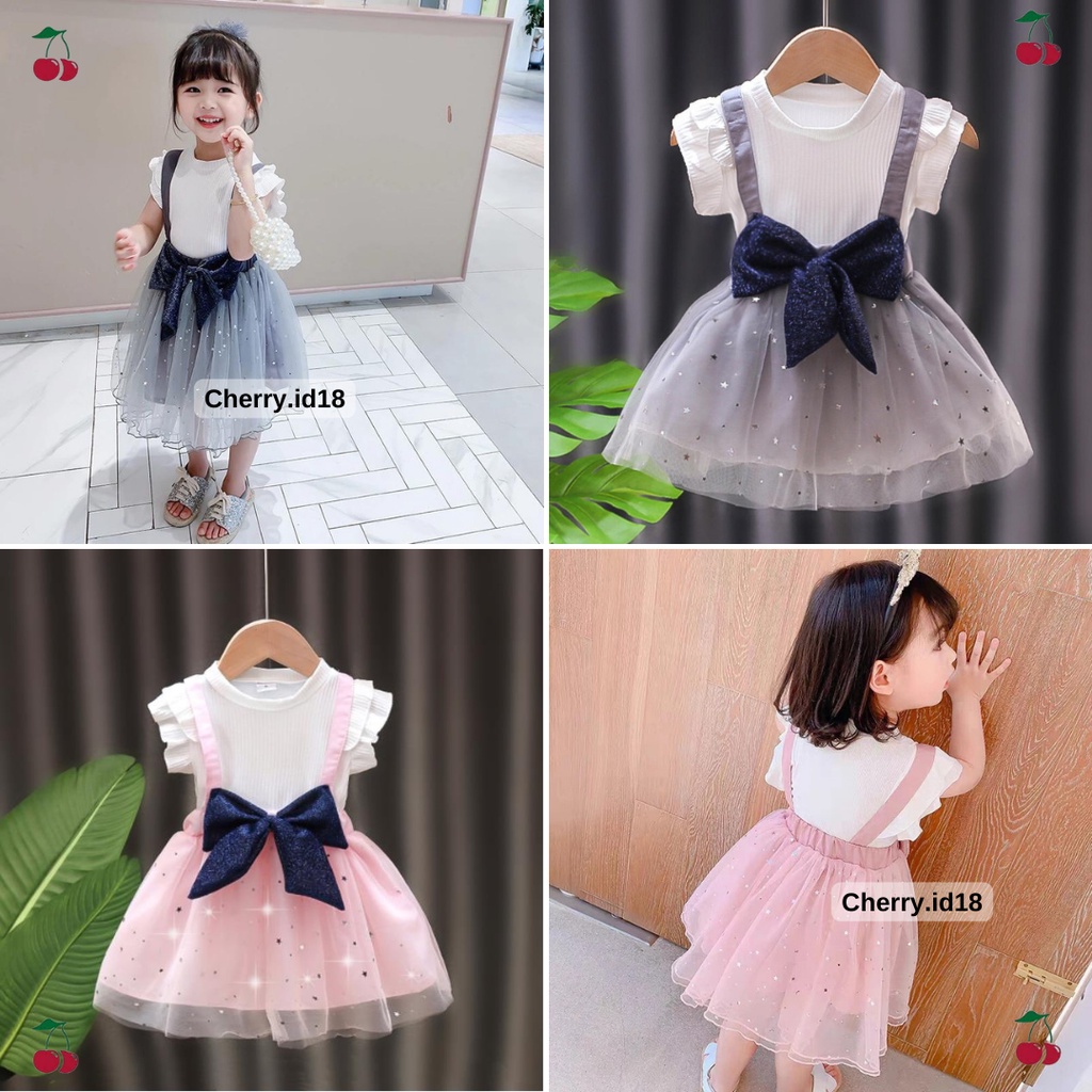 Cherry COD Dress Anak Perempuan Pendek  / Baju Pesta Baju Ulang Tahun Anak Perempuan - D42