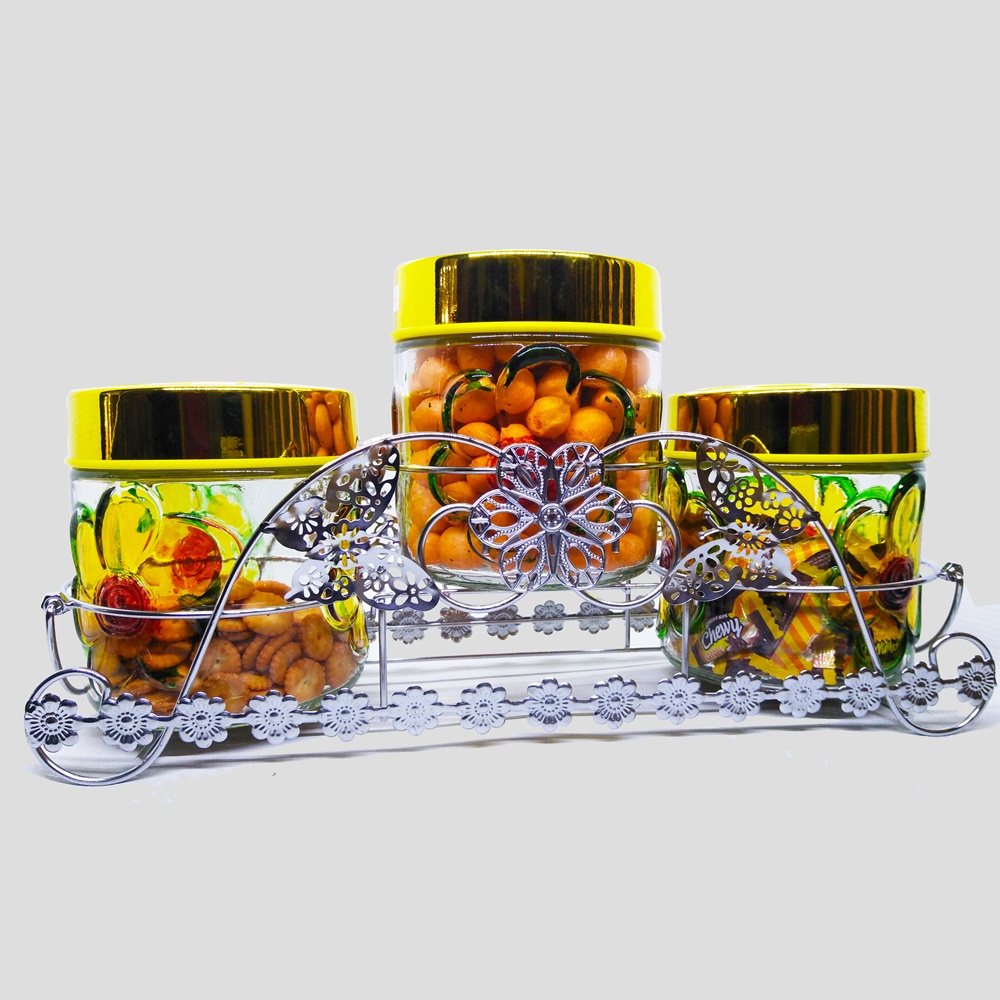 FM - Toples Kaca Mayer dan Bosch 3 in 1 Canister Motif + Rak