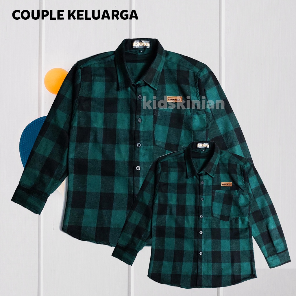 Baju Kemeja couple keluarga Ibu Ayah Anak Kemeja Kotak Flanel Hem Set Cewek Cowok Lengan Panjang