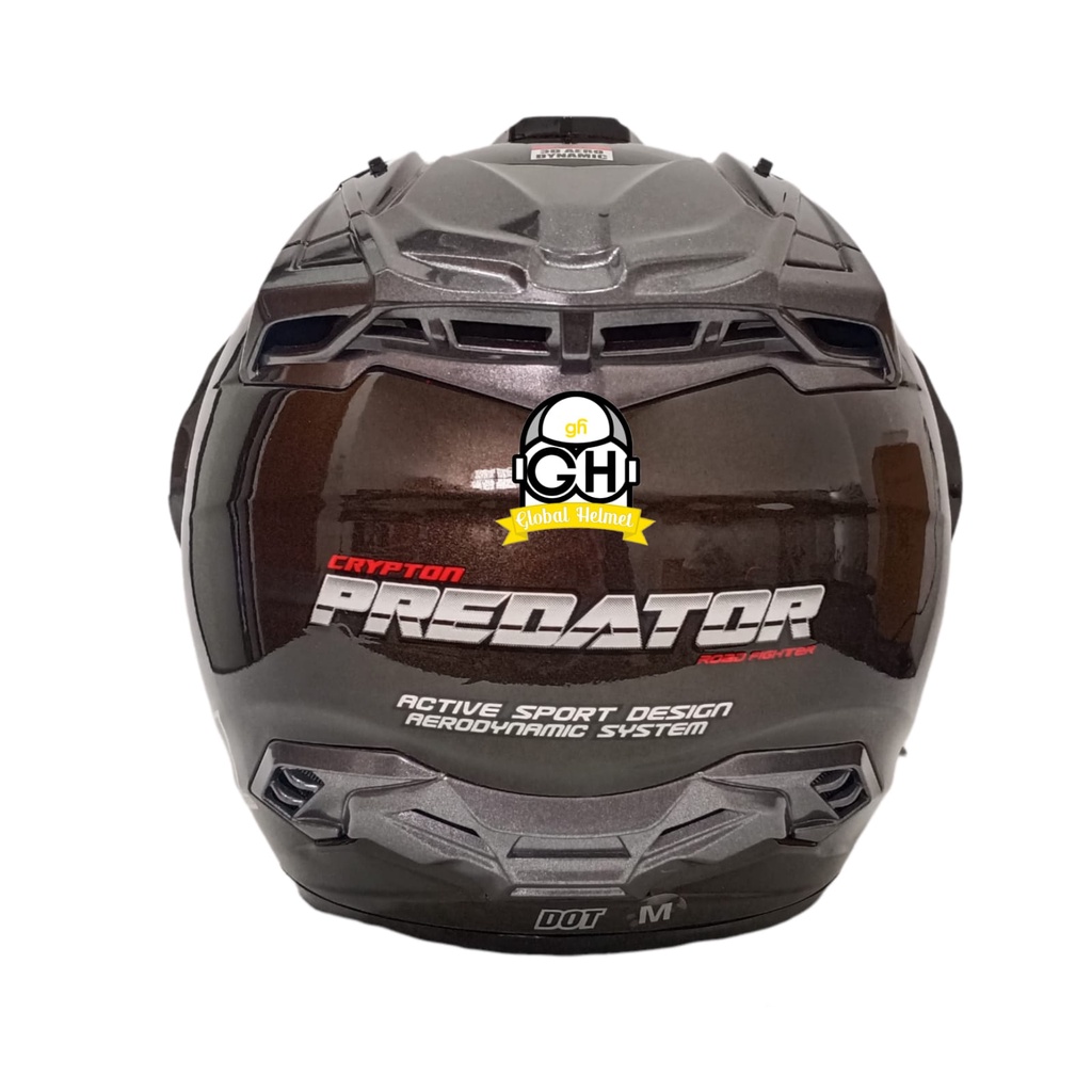 HELM HALF FACE NHK PREDATOR CRYPTON SOLID GUNMET DOUBLE VISOR