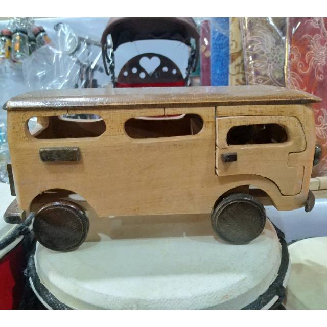 MINIATUR KAYU VW BUS TAYO UKURAN SESANG 15 x 6 x 7 cm - MAINAN EDUKATIF PAJANGAN DEKORASI RUMAH