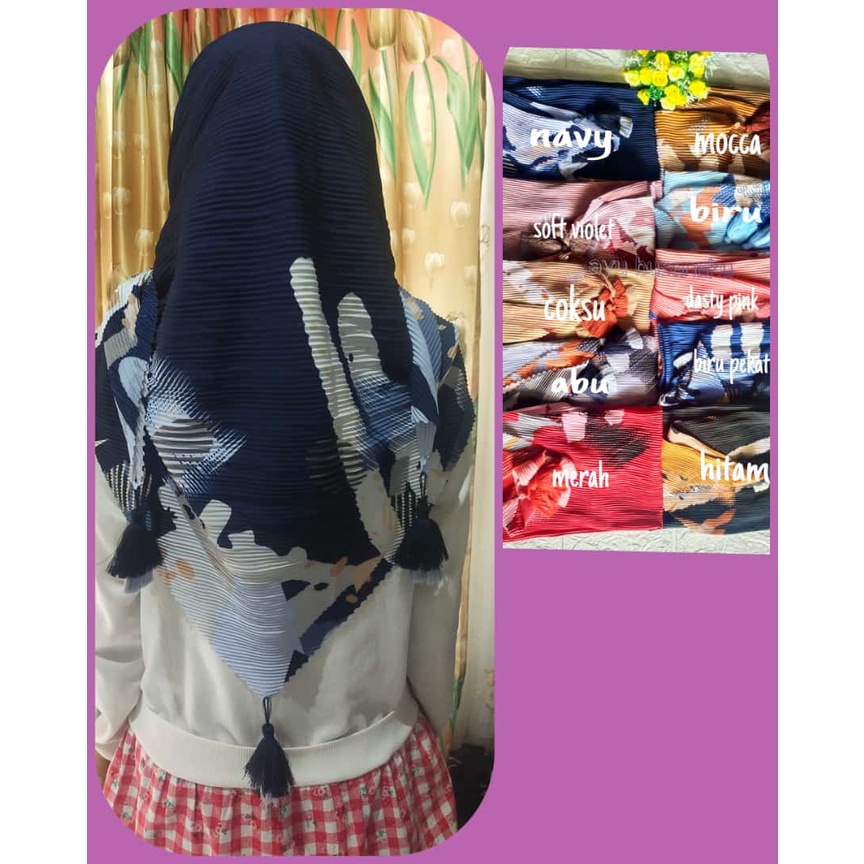 segi empat plisket tassel jambul ziad motif