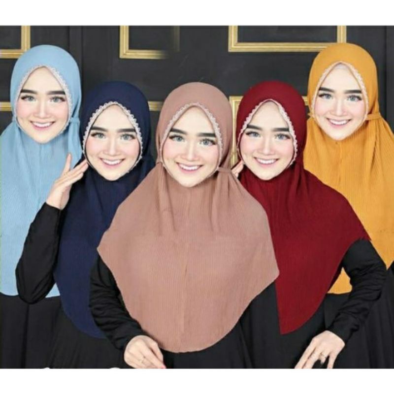 Jilbab Bergo Maryam Plisket Renda Premium/Bergo Maryam Plisket Renda Gratis Ongkir Termurah