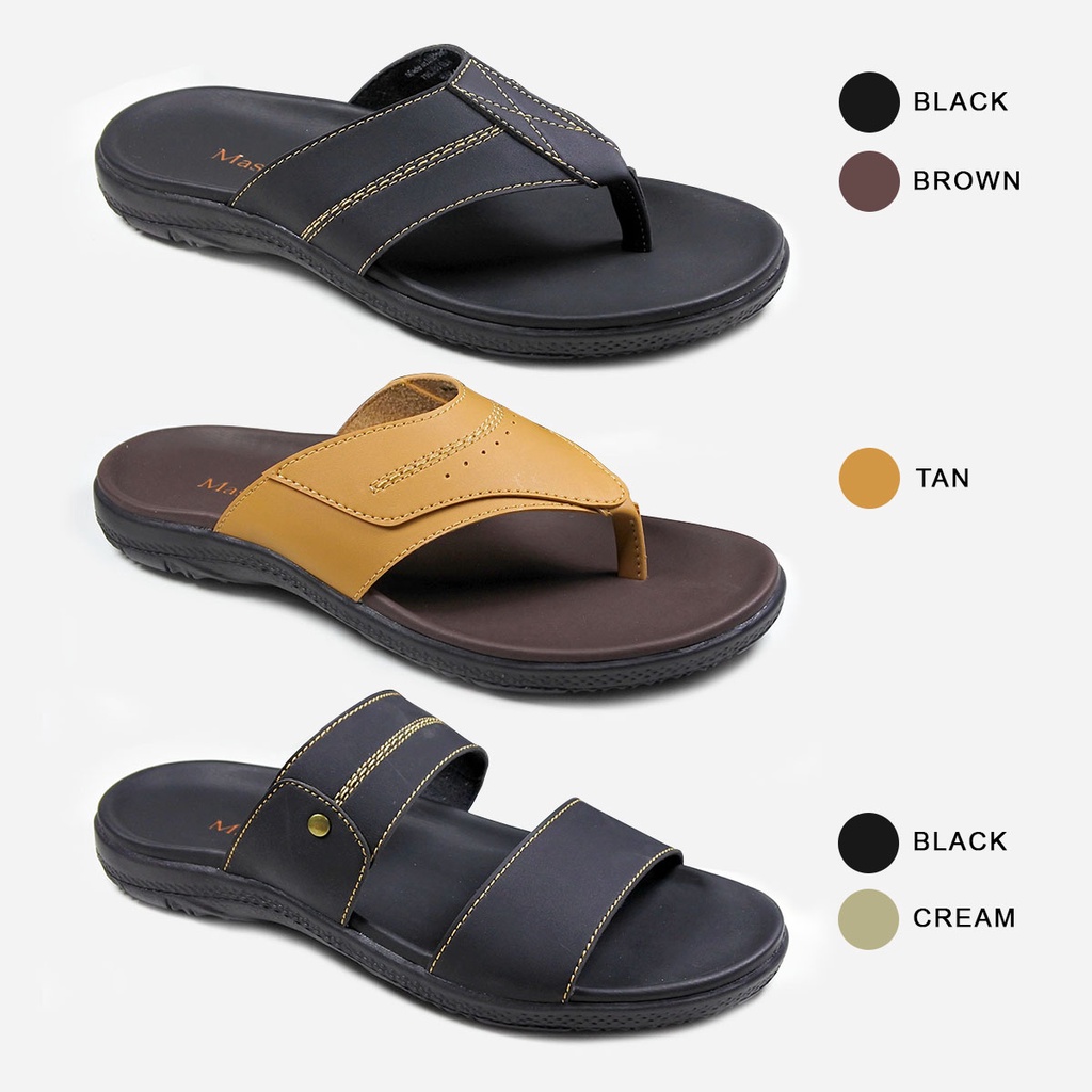 Mascotte LAERTES | Sandal Pria 795.005 - 007 [ Hitam, Coklat, Tan dan Cream ] / Ramayana Jatinegara