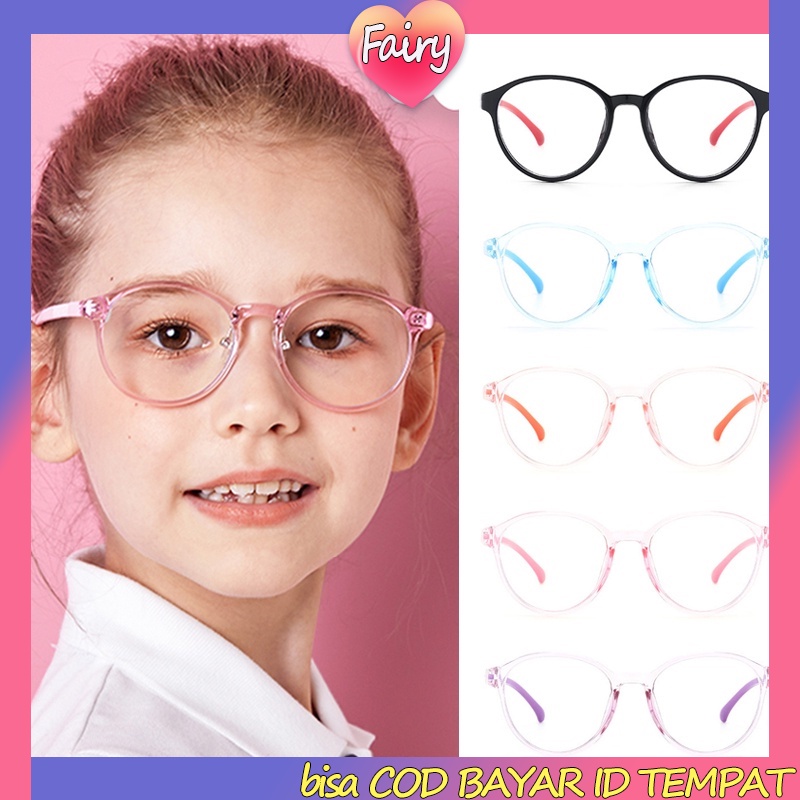 Kacamata Hitam Anak UV400 Kacamata Hitam Unisex Frame Anti Radiasi Anti Biru Fashion Komputer  Flexible Frame F