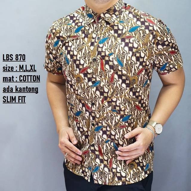 BAJU BATIK PRIA LENGAN PENDEK | KEMEJA PRIA PREMIUM LBS 870