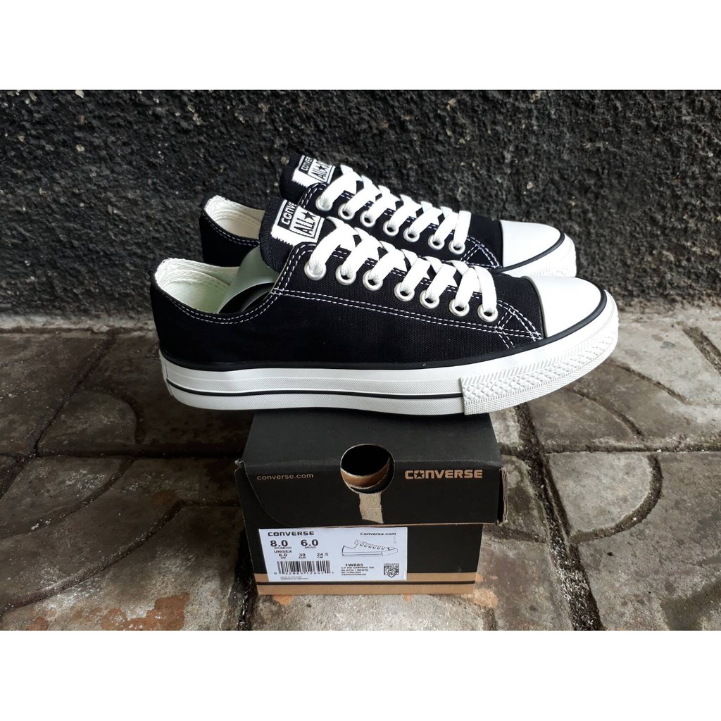 100% ORIGINAL SEPATU CONVERSE ORIGINAL LOW CLASSIC BLACK WHITE PREMIUM BNIB FULL TAG BARCODE VIETNAM