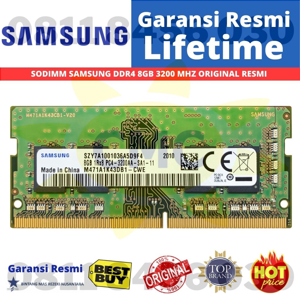 SAMSUNG SODIMM DDR4 8GB 16GB 3200MHZ ORIGINAL RESMI