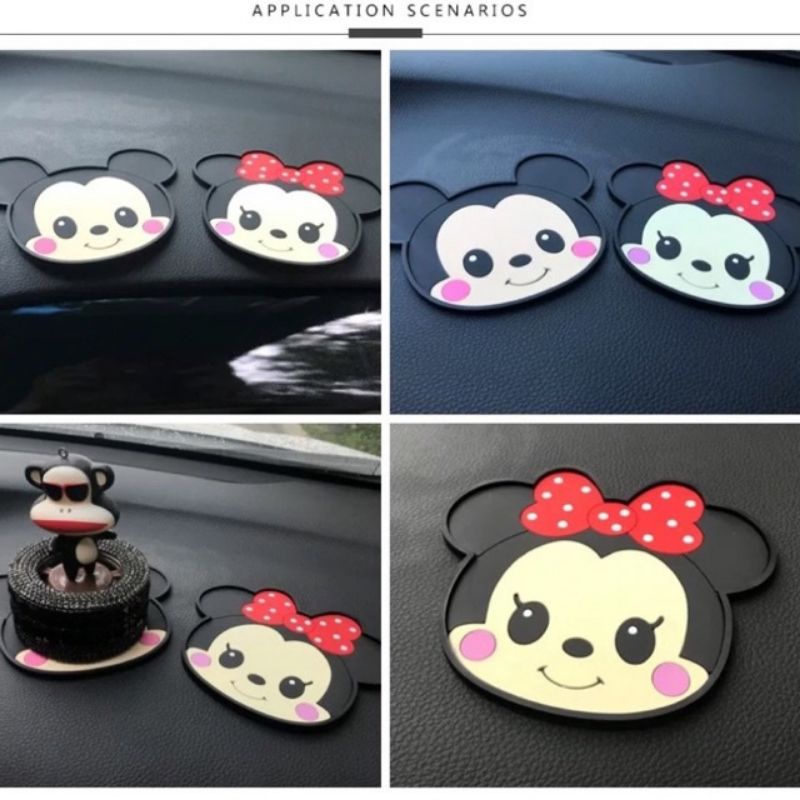 0Anti slip dasbord mobil mickey mouse mickey minnie mouse dasbord
