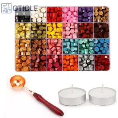 OTICLE Set Octagon Sealing Wax Beads - Set 1Box Wax+Spoon+Candle