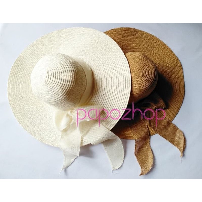 topi pantai pita lebar bisa dilipat import