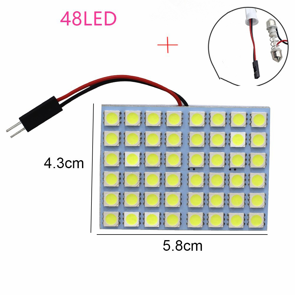 1 Pcs Mobil Panel Membaca Peta Lampu 5050 6 9 12 15 24 36 48 LED SMD Dome Interior Lampu Atap T10