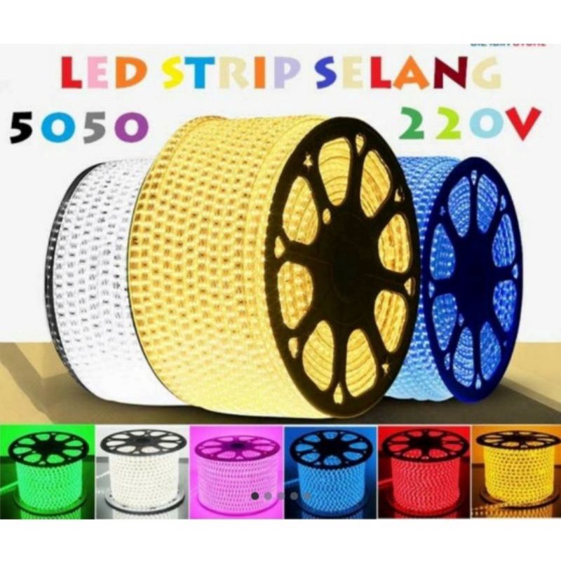 Lampu LED Strip 5050 SMD 100M Full AC 220V free socket 5pcs