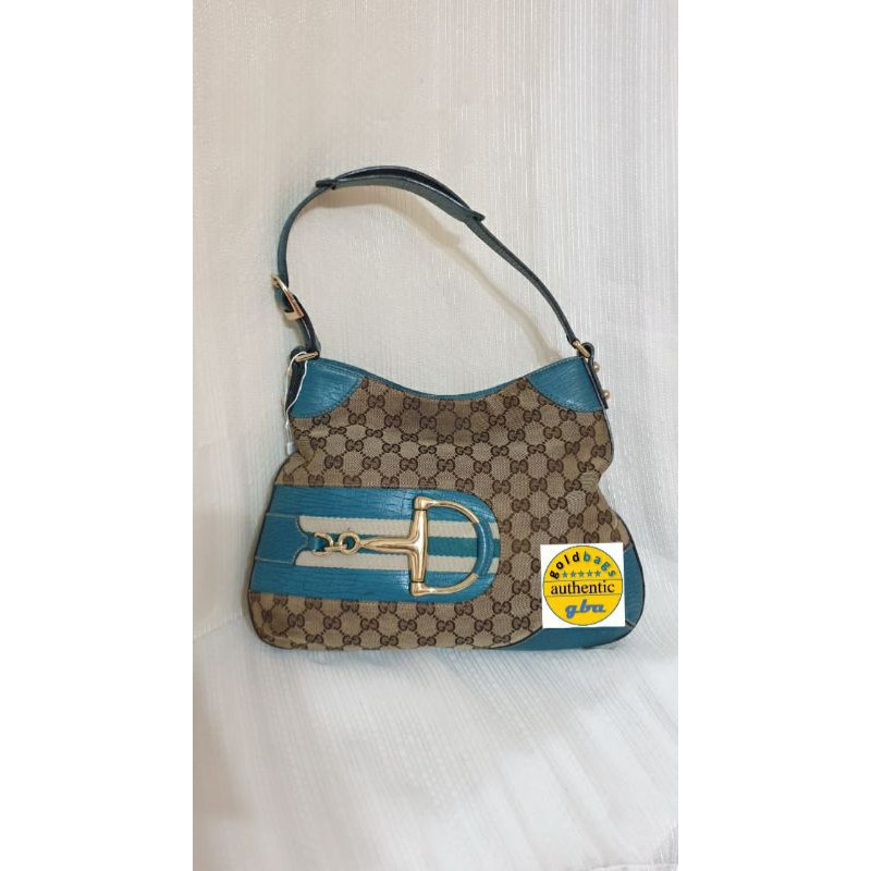 Prelove Gucci Hasler Hobo Canvas Leather Original Asli