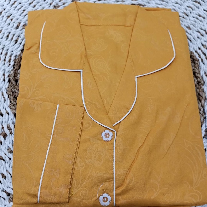 Dtree . baju tidur piyama pp embos.piyama pp embos dewasa katun eropa-kuning kunyit