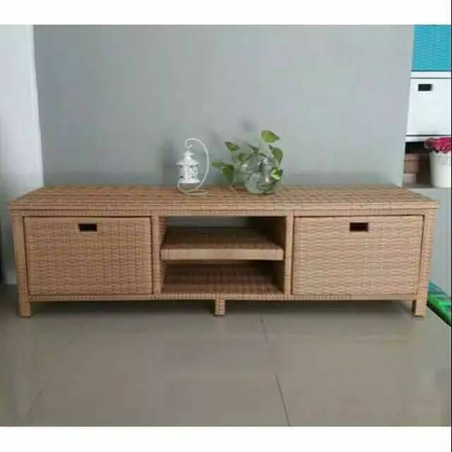 Meja TV lemari TV rotan sintetis