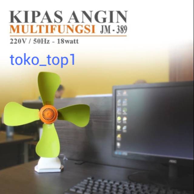 mini fan kipas angin 18w 389  4baling baling jepit 18w 33cm jm-389/mini fan jepit