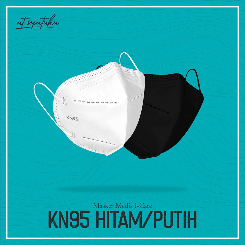 Masker KN95 Hitam/Putih Earloop Hijab Headloop /Masker Medis 10 pcs