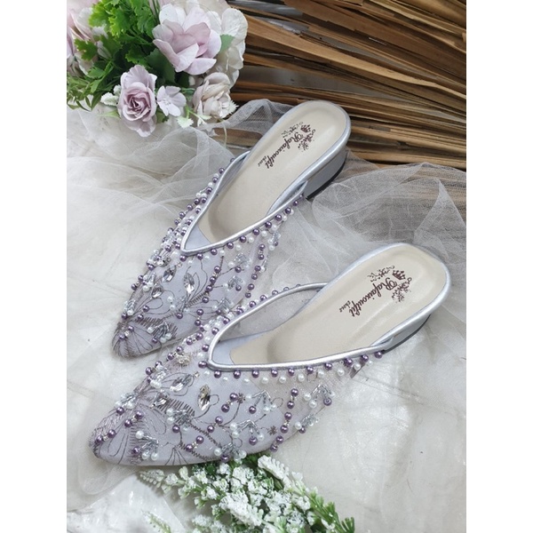 sepatu Marrisa purple silver 3cm tahu