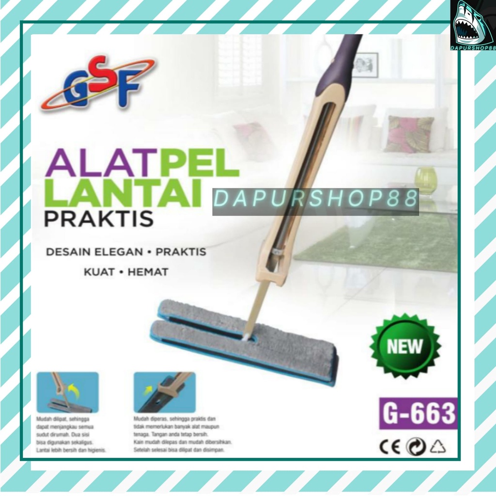 ALAT PEL LANTAI PRAKTIS GSF G-663 / ALAT PEL MAGIC MOP FLAT ROTARY DOUBLE SIDE / ALAT PEL FLAT ROTAR