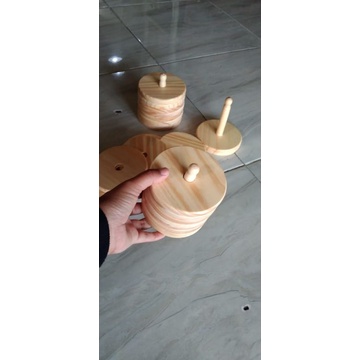 Tatakan Gelas Kayu Set isi 6 / Alas Gelas MODEL DONAT / Coaster Set