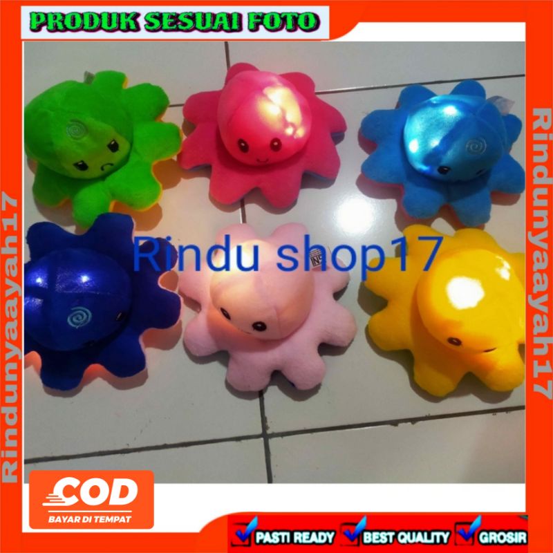 Boneka Gurita Octopus Bolak - Balik Dua Sisi Reversible MENYALA