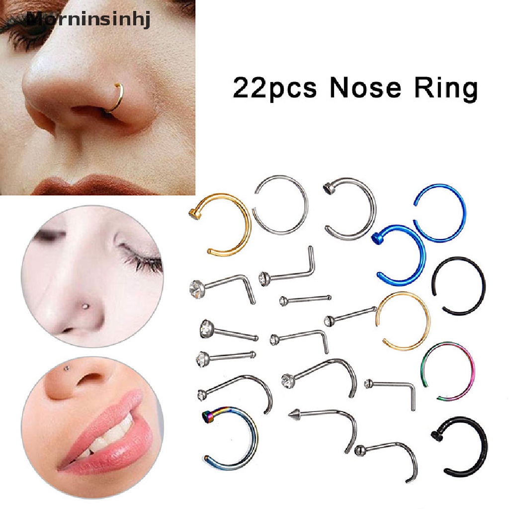 22 Pcs Cincin Tindik Hidung Bibir Tulang Rawan