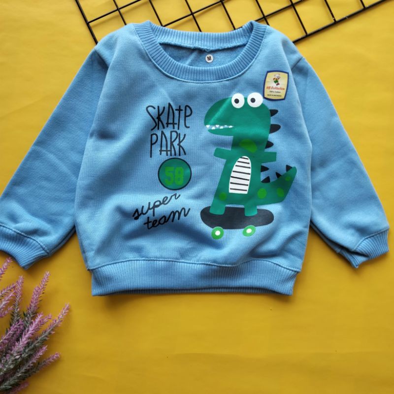 sweater mantel bayi motif dino 1-2 thn