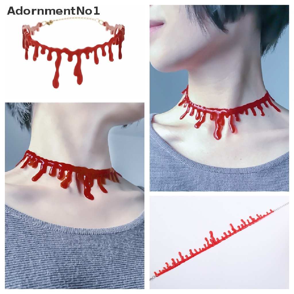 (AdornmentNo1) Kalung Choker Gaya Punk Rock Motif Darah Deathrock Untuk Wanita / Pesta Halloween