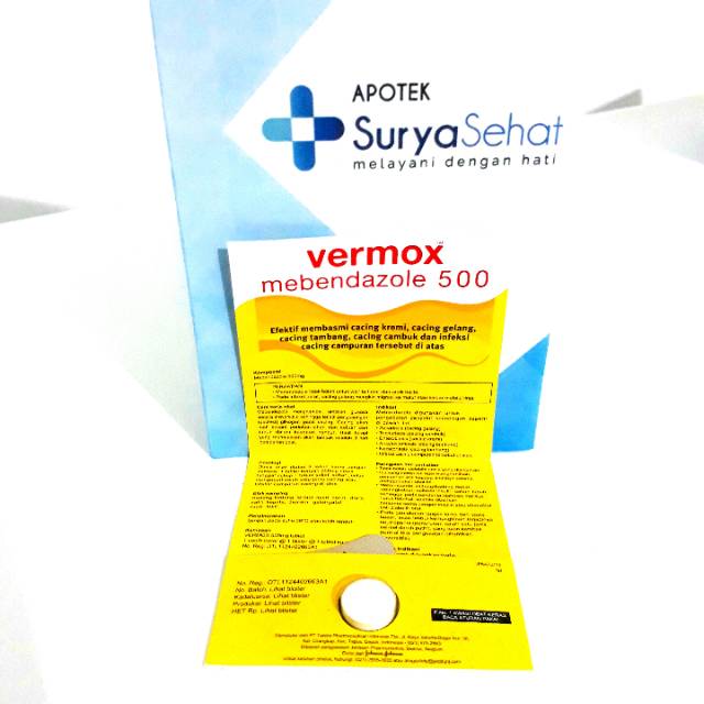 Vermox 1 tablet - Obat Cacing usia 5 tahun keatas dan dewasa