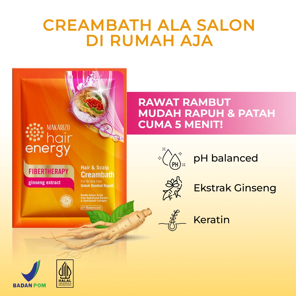 Makarizo Hair Energy Fibertherapy Hair & Scalp Creambath Ginseng 30 mL-1