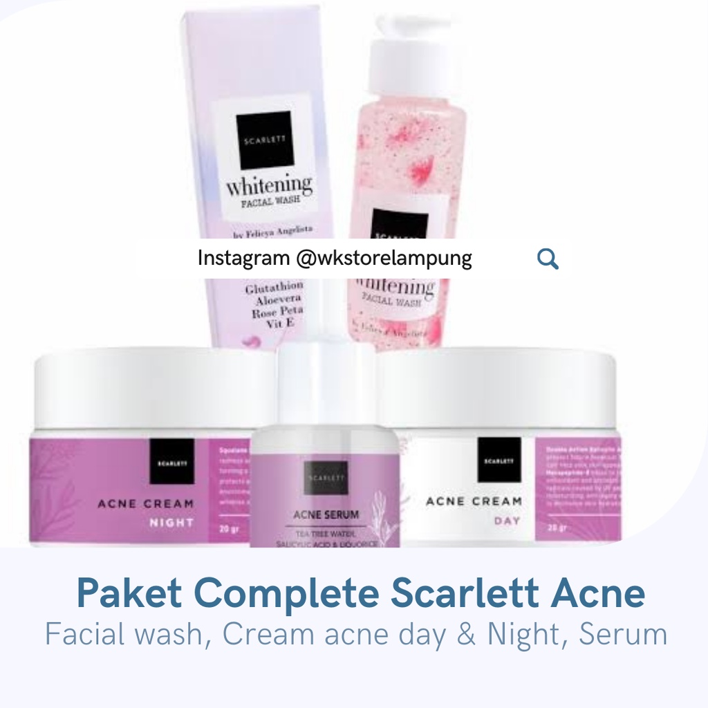 Paket Original Scarlett Whitening Complete Acne Facial Care Bisa COD