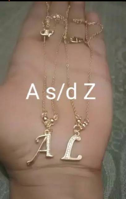 Kalung wanita huruf inisial lapis emas perhiasan xuping