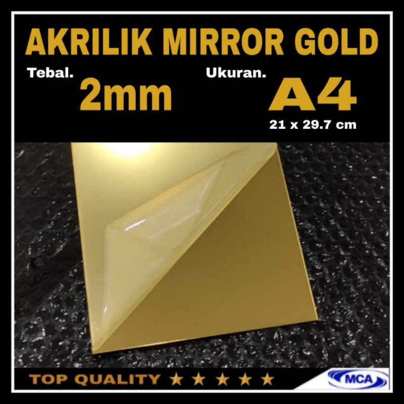 AKRILIK LEMBARAN GOLD MIRROR A4 / Acrylic Mirror Gold / Laser cutting