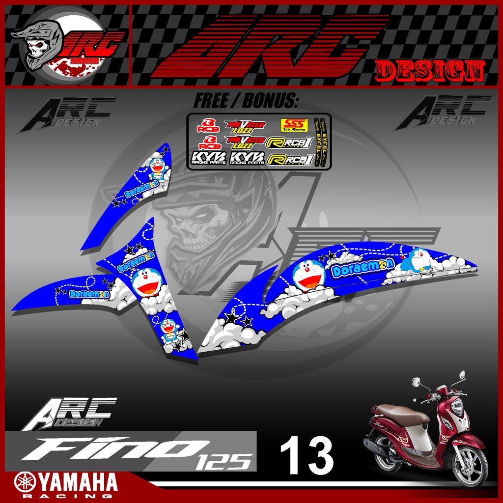 Sticker Striping Motor FINO FI SEMI FULL VARIASI MOTOR YAMAHA FINO 125 Terbaru Terlaris Desain Dorae