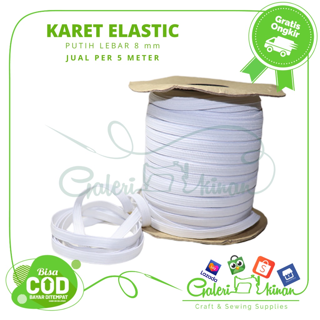 Perlengkapan Menjahit - Karet elastis 8mm - Karet elastic 8mm