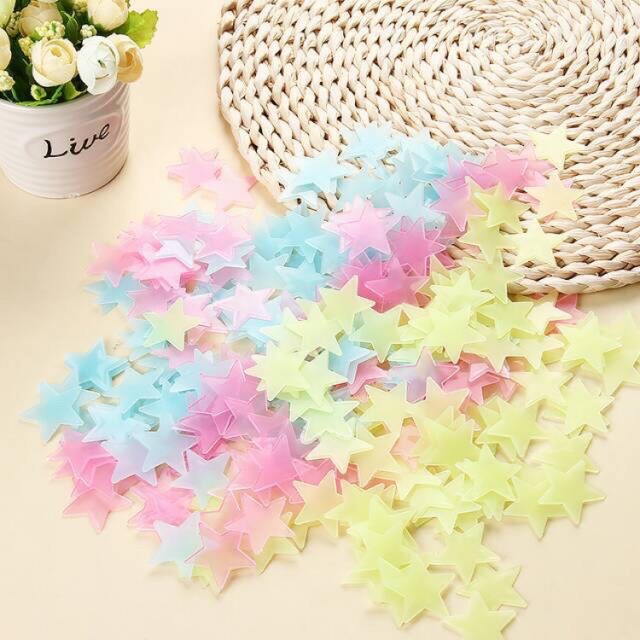 GID03 Glow in The Dark Star Bintang 100Pcs / Stiker Dinding Bintang Terang Dalam Gelap / Wall Sticker / Dekorasi Dinding