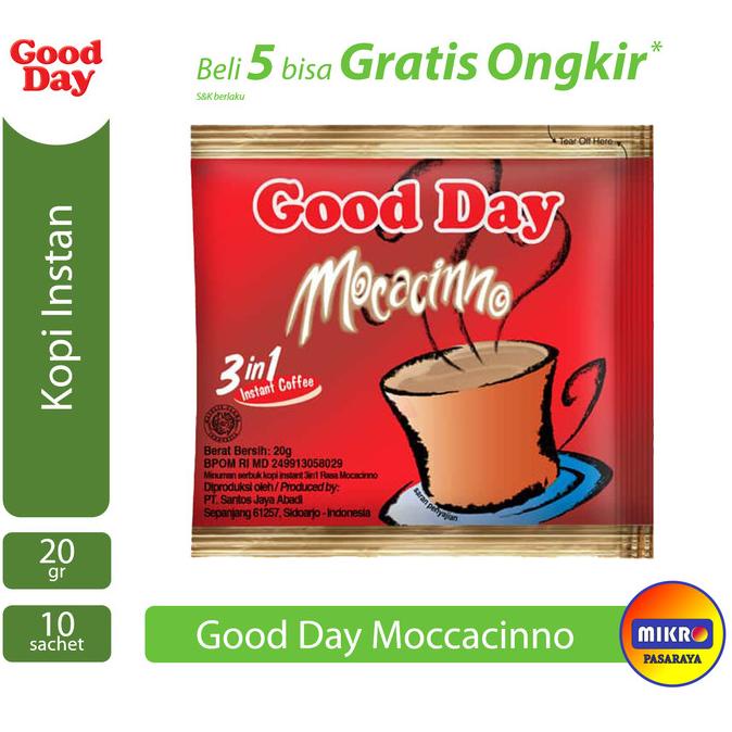 

Cuci Gudang Awal Tahun Good Day Mocacinno Kopi Instan 20 gr [10 pcs /Renceng] Cuci Gudang Awal Tahun