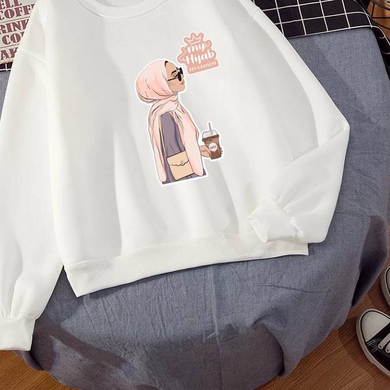 My Hijab My Crown Sweater Wanita Oversize M - XXL Fleece