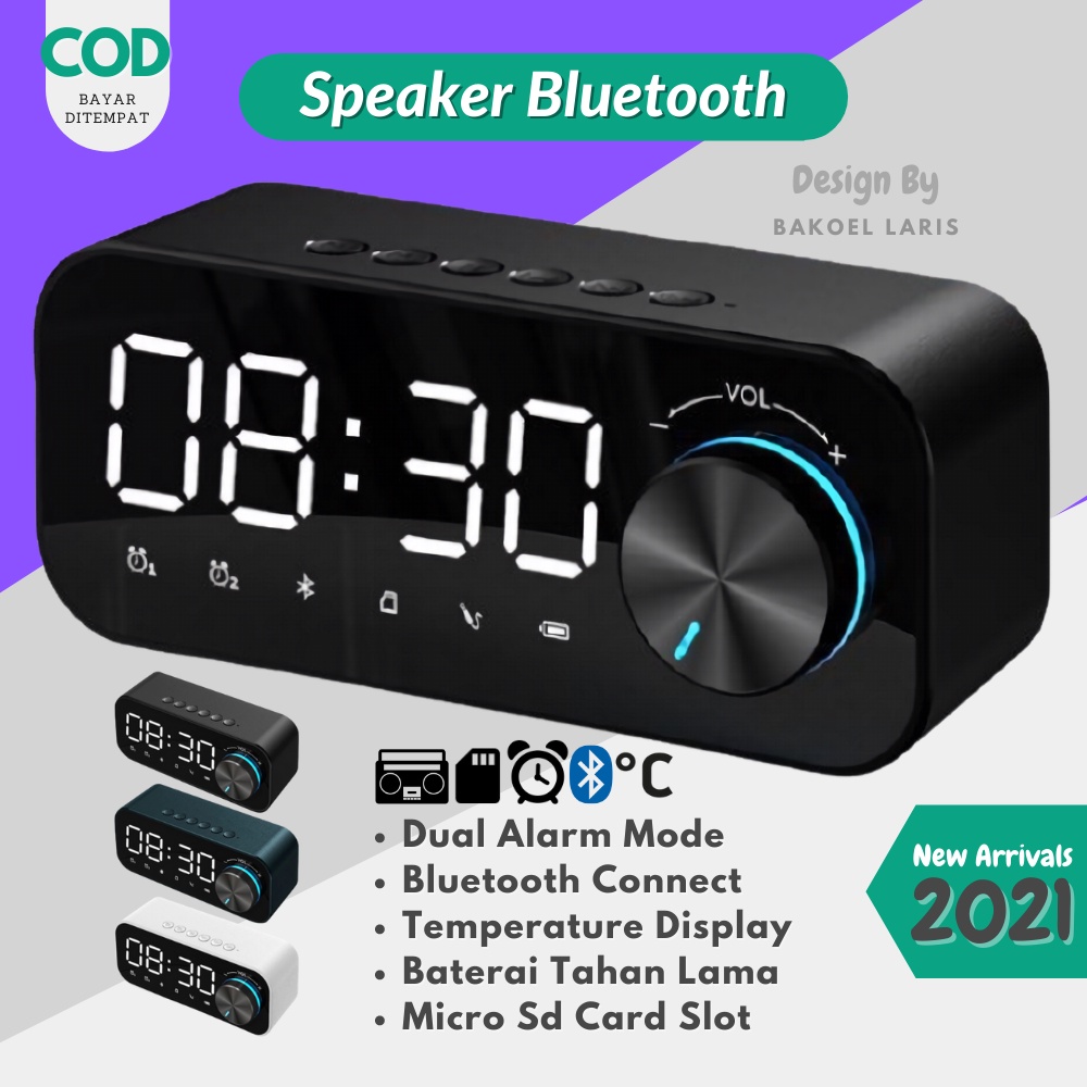 (COD) Jam Digital Meja Speaker Bluetooth Jam Kamar LED Alarm Digital Jam Meja Digital