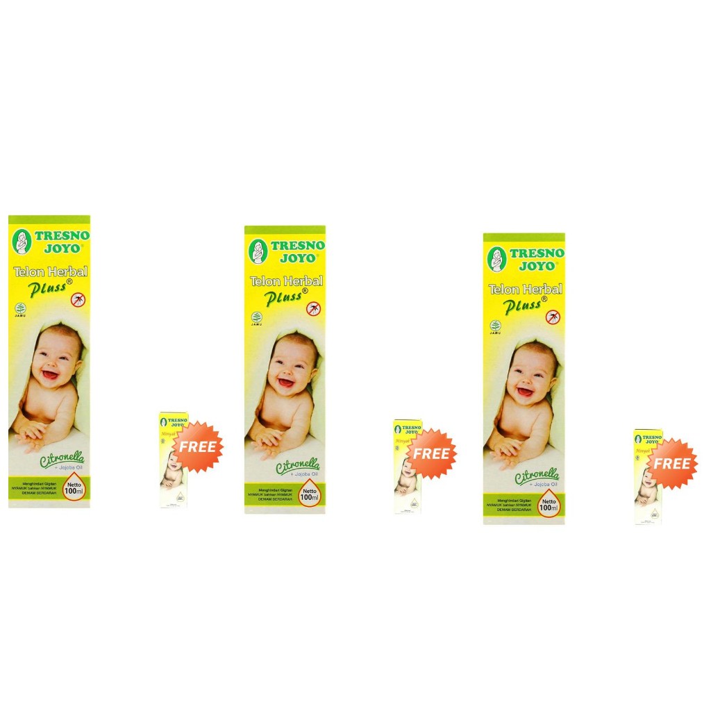 Tresno Joyo Minyak Telon Herbal Plus Citronella 100ml + FREE Minyak Telon 30ml - 3pcs