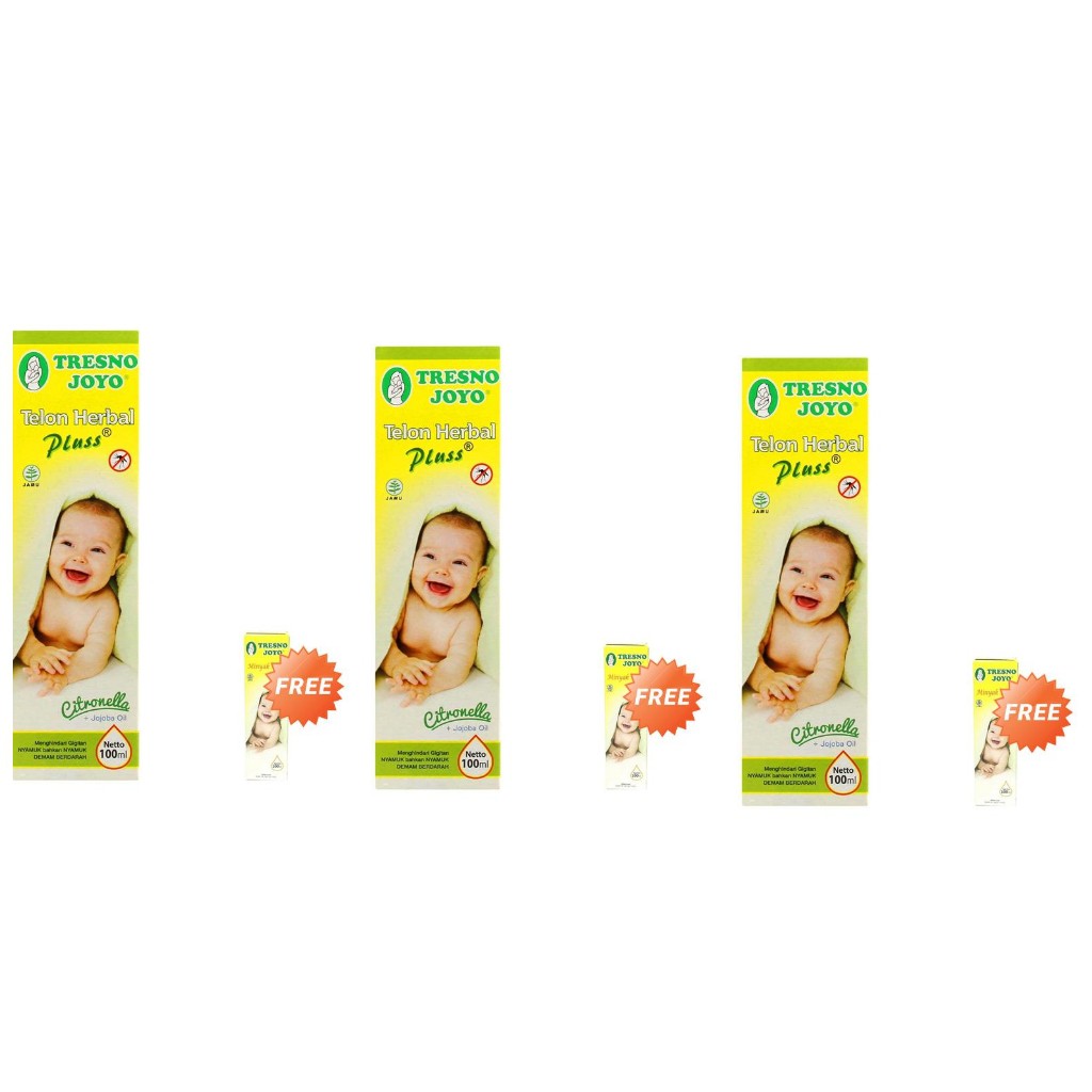 Tresno Joyo Minyak Telon Herbal Plus Citronella 100ml + FREE Minyak Telon 30ml - 3pcs