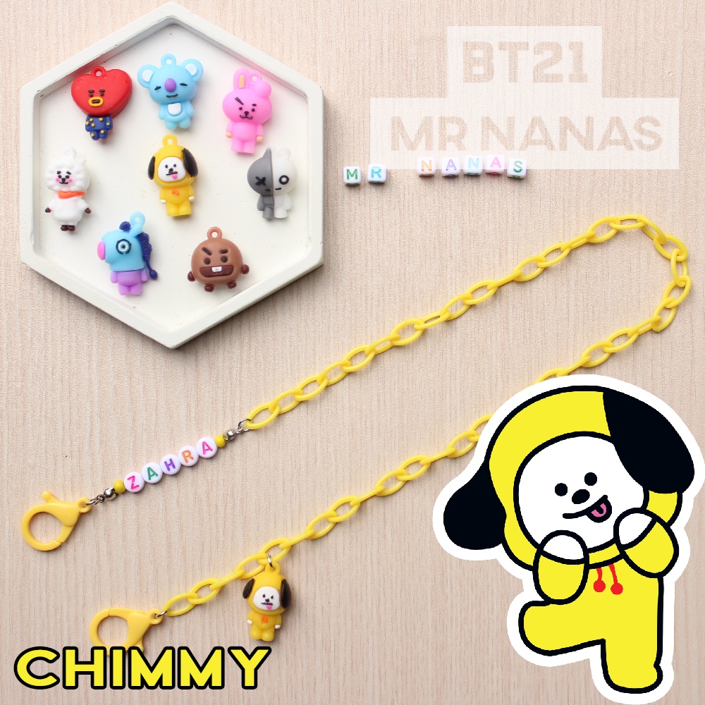 Tali Masker FREE NAMA DAN BONEKA LUCU BT21 Strap Masker Anak Unisex Cewe Cowo